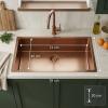 Pure.Sink Luxion Large copper sink 74x40 cm undermount, flush mount, and top mount PLX7440-62